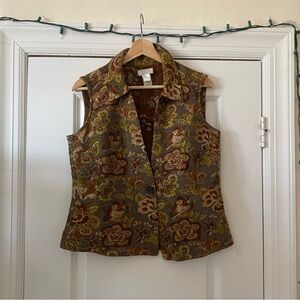 Christopher & Banks Gold Floral Vest